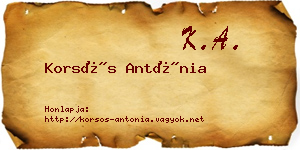 Korsós Antónia névjegykártya