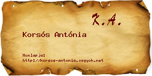 Korsós Antónia névjegykártya